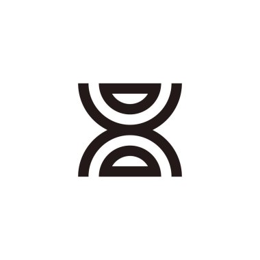 Harf X kum saati geometrik sembolü basit logo vektörü