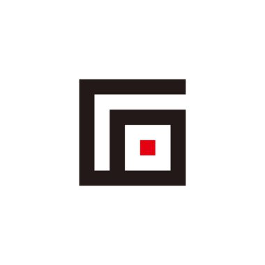 6 numara kapalı, kare geometrik sembol basit logo vektörü