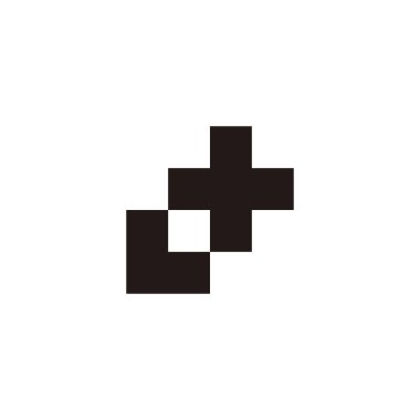 Letter L plus, square geometric symbol simple logo vector