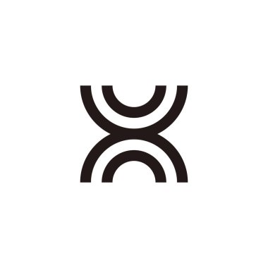 U harfi, x ve n eğrisi geometrik sembolü basit logo vektörü