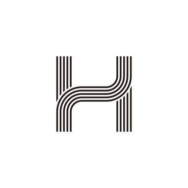 H harfi çizgileri, geometrik eğri basit logo vektörü