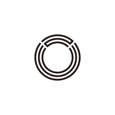 O harfi 2 satır, daire geometrik sembol basit logo vektörü
