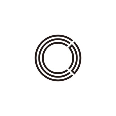 C ve N harfleri, daire geometrik sembol basit logo vektörü