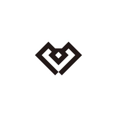 M harfi elması, geometrik sembol basit logo vektörü.