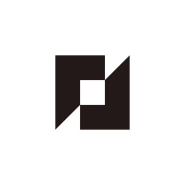 Nokta N harfi, kare geometrik sembol basit logo vektörü