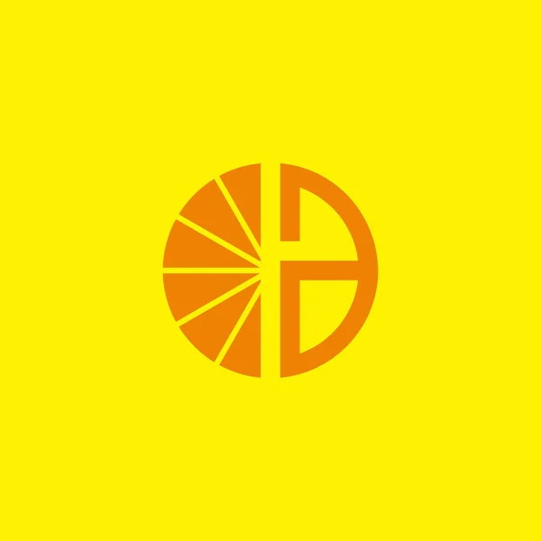 Huruf Jingga Lingkaran Simbol Geometris Vektor Logo Sederhana - Stok Vektor