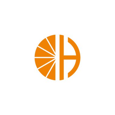 H harfi turuncu, daire geometrik sembol basit logo vektörü