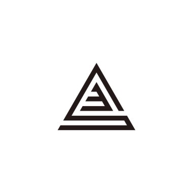 S harfi numara 3, üçgen geometrik sembol basit logo vektörü