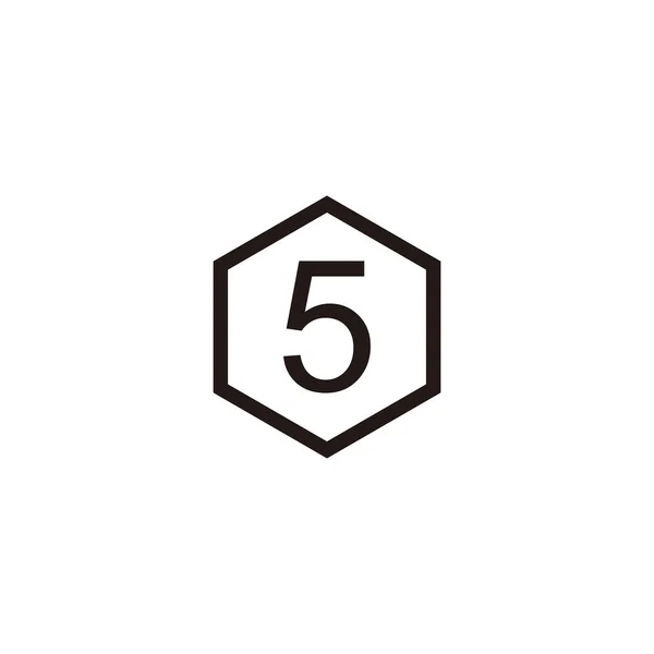 Número Línea Hexágono Símbolo Geométrico Simple Logotipo Vector — Vector de stock