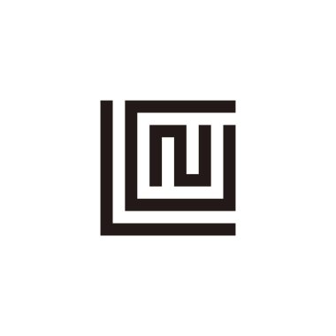 L harfi, G ve N kare geometrik sembol basit logo vektörü