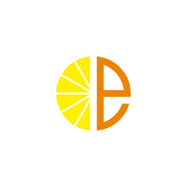 Lettre Orange Symbole Géométrique Fruit Simple Vecteur Logo — Image vectorielle