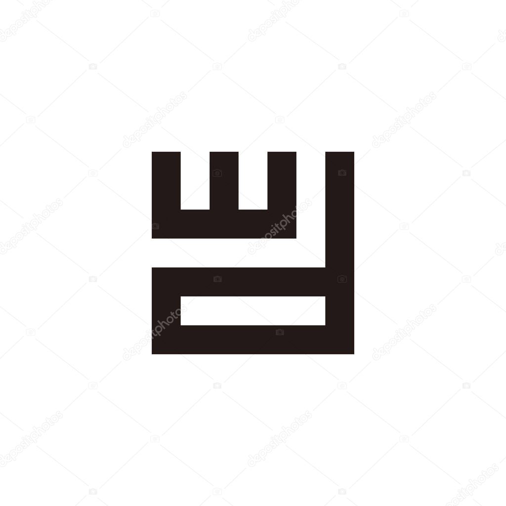 Letter w and d square geometric symbol simple logo vector