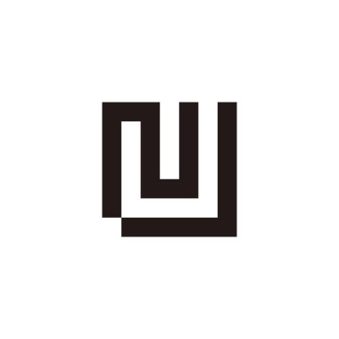 Harf NJ kare, özet geometrik sembol basit logo vektörü