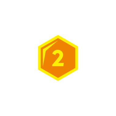 2 numara altıgen, altın geometrik sembol basit logo vektörü