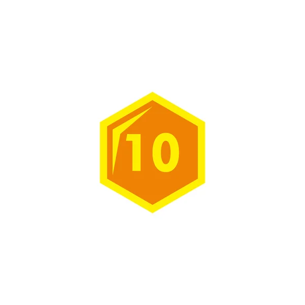 Nummer Hexagon Guld Geometrisk Symbol Enkel Logotyp Vektor — Stock vektor