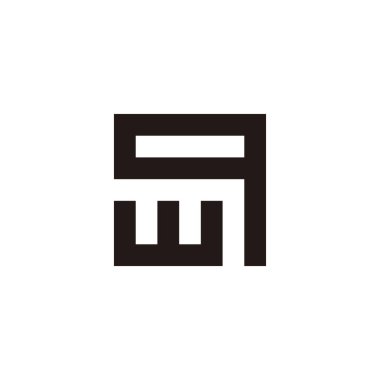 Harf wq qw w q kare geometrik sembol basit logo vektörü