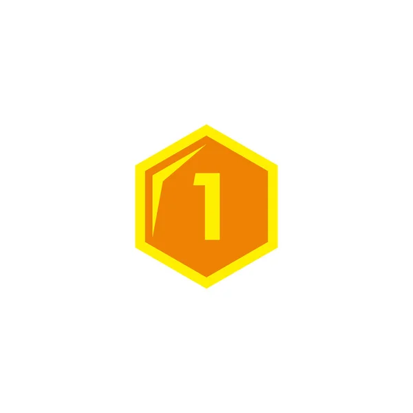 Nummer Hexagon Guld Geometrisk Symbol Enkel Logotyp Vektor — Stock vektor
