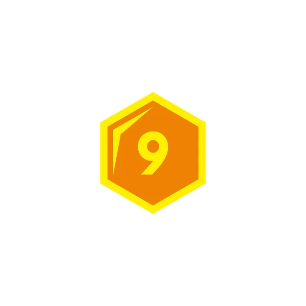 Номер Шестикутник Золотий Геометричний Символ Простий Вектор Логотипу — стоковий вектор