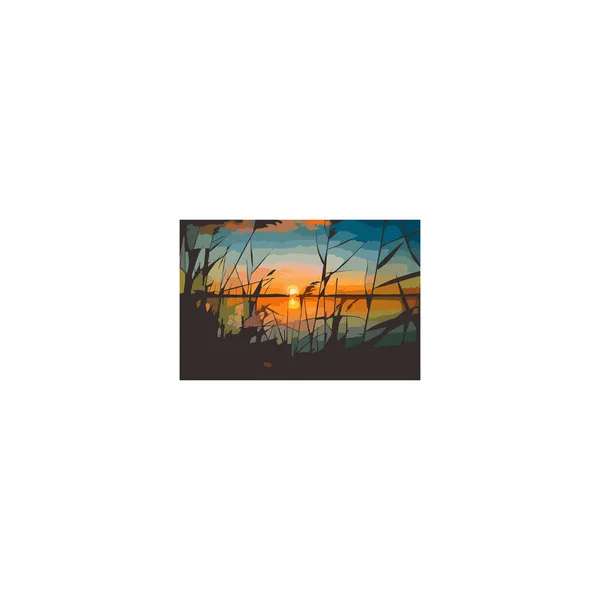 Natürliche Sonnenaufgang Illustration Geometrisches Symbol Einfacher Logo Vektor — Stockvektor