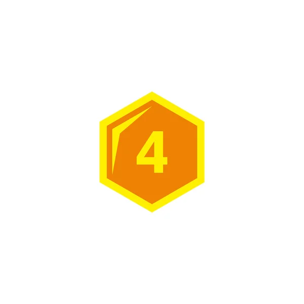 Número Hexágono Símbolo Geométrico Ouro Vetor Logotipo Simples — Vetor de Stock