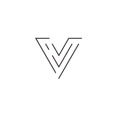 Letter V lines geometric symbol simple logo vector