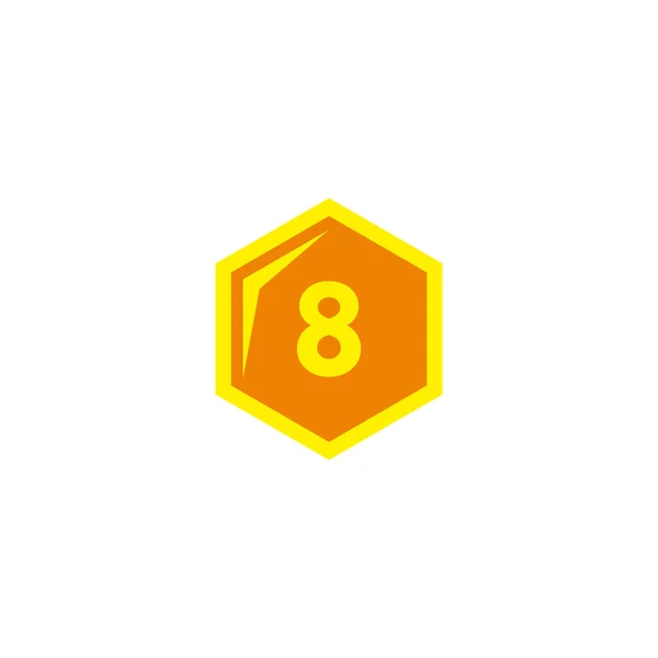 Número Hexágono Oro Símbolo Geométrico Simple Logotipo Vector — Archivo Imágenes Vectoriales