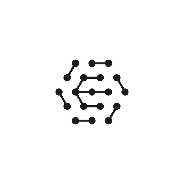 Cząsteczki Litery Zaokrąglone Sześciokątny Symbol Geometryczny Prosty Wektor Logo — Wektor stockowy