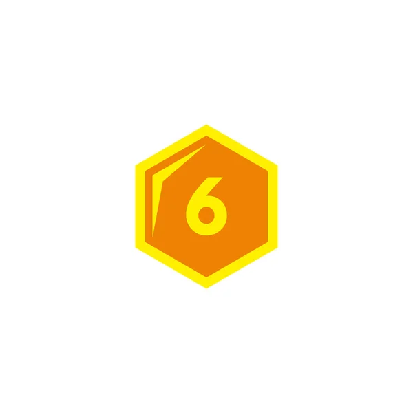 数字6六角形 金の幾何学的なシンボルシンプルなロゴベクトル — ストックベクタ
