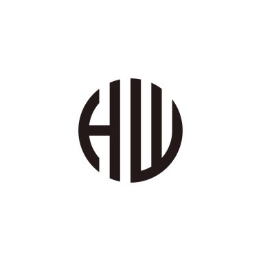 Harf HW çember, çizgi geometrik sembol basit logo vektörü