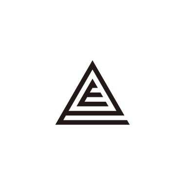 E üçgeni geometrik sembolündeki E harfi basit logo vektörü