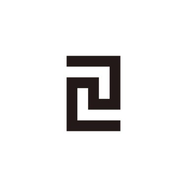 N harfi numara 2 kare geometrik sembol basit logo vektörü