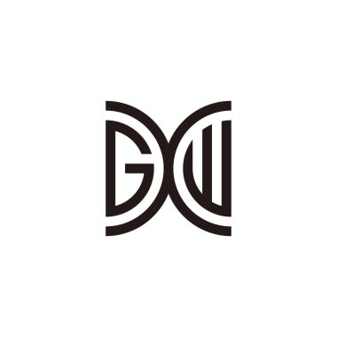 Harf GXW eğrisi geometrik sembol basit logo vektörü