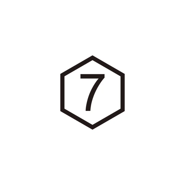 数字7六角形 線の幾何学的なシンボルシンプルなロゴベクトル — ストックベクタ