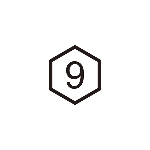 数字9六角形 線の幾何学的なシンボルシンプルなロゴベクトル — ストックベクタ
