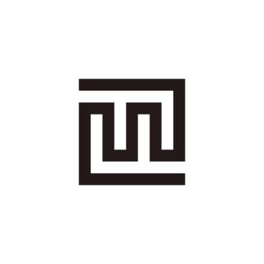 Letter m number 2 square geometric symbol simple logo vector