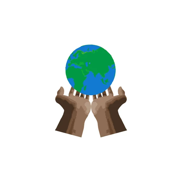 Tierra Planeta Mano Símbolo Geométrico Simple Logo Vector — Vector de stock