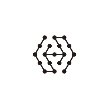 H harfi altıgen, moleküller yuvarlak geometrik sembol basit logo vektörü