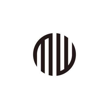 mw harfi dairesi, çizgili geometrik sembol basit logo vektörü