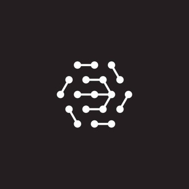 3 numara altıgen, moleküller yuvarlanmış geometrik sembol basit logo vektörü