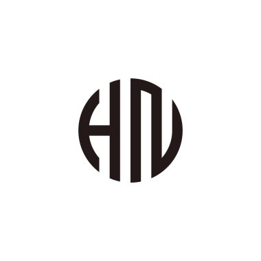Harf HN çember sembolü basit logo vektörü