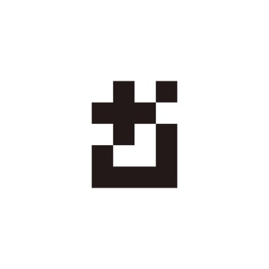 Jj harfi artı, kare geometrik sembol basit logo vektörü