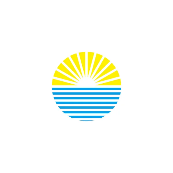Wschód Słońca Symbol Geometryczny Morza Prosty Wektor Logo — Wektor stockowy