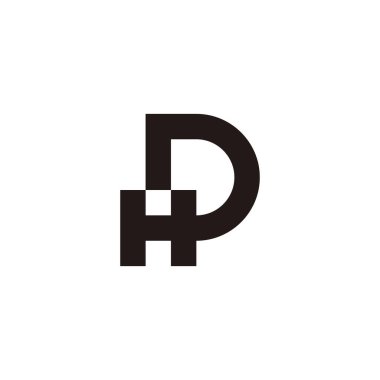 Harf HP ana hatları kare geometrik sembol basit logo vektörü