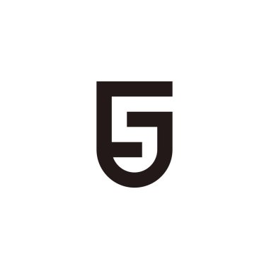 G harfi 5 eğrisi, ana hat sembolü basit logo vektörü