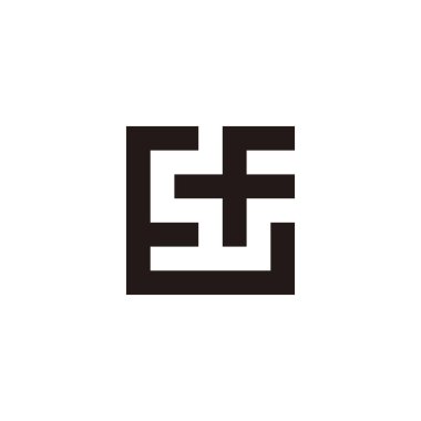 E harfi ve f kare, eşsiz geometrik sembol basit logo vektörü