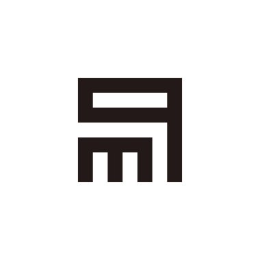 mq kare harfi, eşsiz geometrik sembol basit logo vektörü