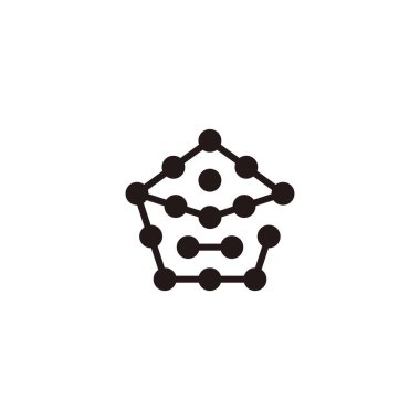 E harfi çokgen, moleküller geometrik sembol basit logo vektörü