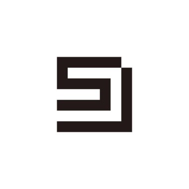 Letter SJ square geometric symbol simple logo vector
