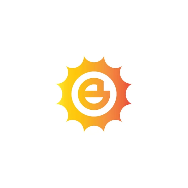 Güneş Geometrik Sembolündeki Harfi Basit Logo Vektörü — Stok Vektör