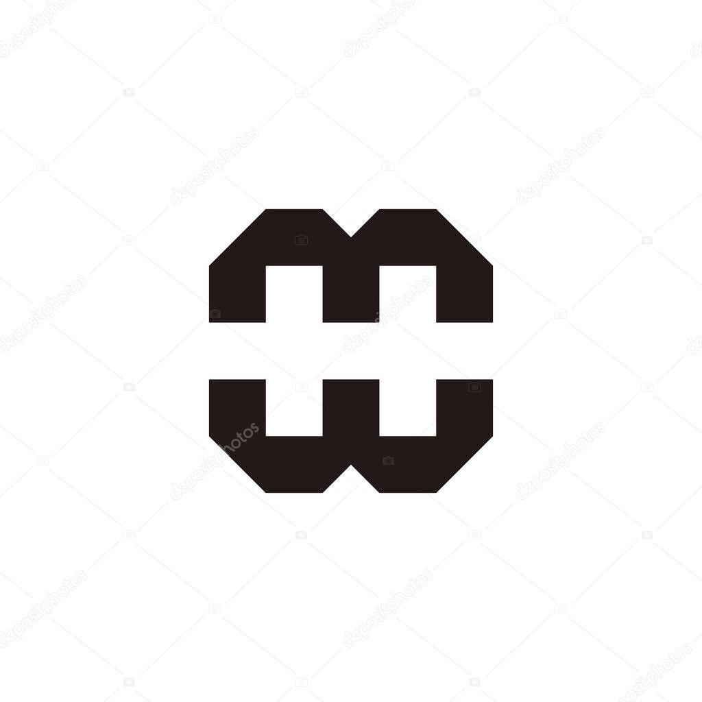 Letter m and w, letter H square, unique geometric symbol simple logo vector
